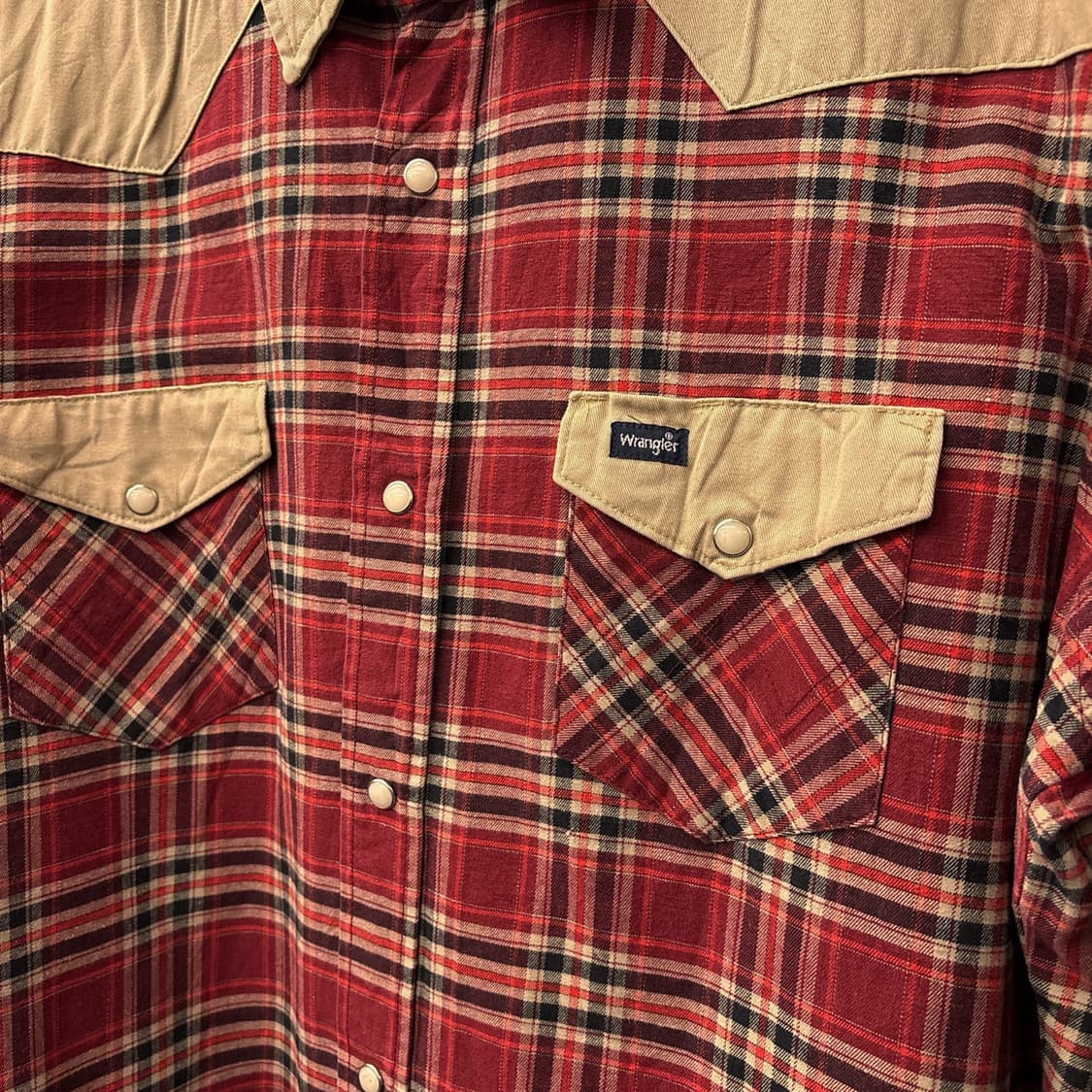 90s 랭글러 타이니 타탄체크 웨스턴 코튼 워크셔츠 N1036 상품이미지7