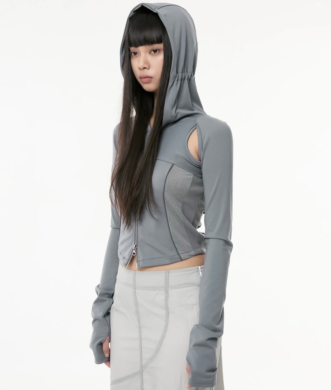 플레어업 디비전 컷아웃 후디드 집업 그레이 상품이미지1