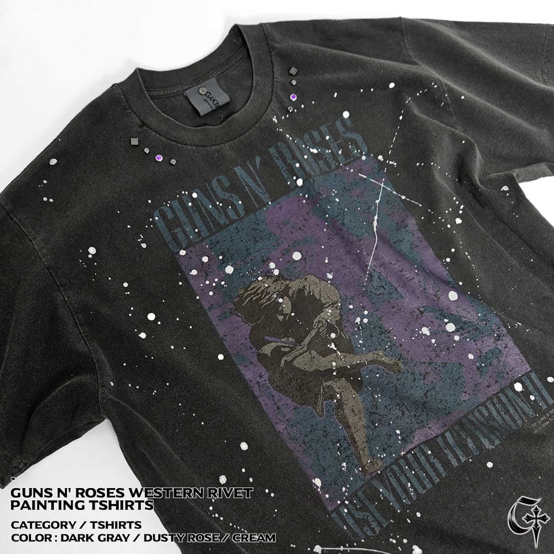 Guns N' 로지스 웨스턴 리벳 페인팅 티셔츠 (dark gray) 상품이미지3