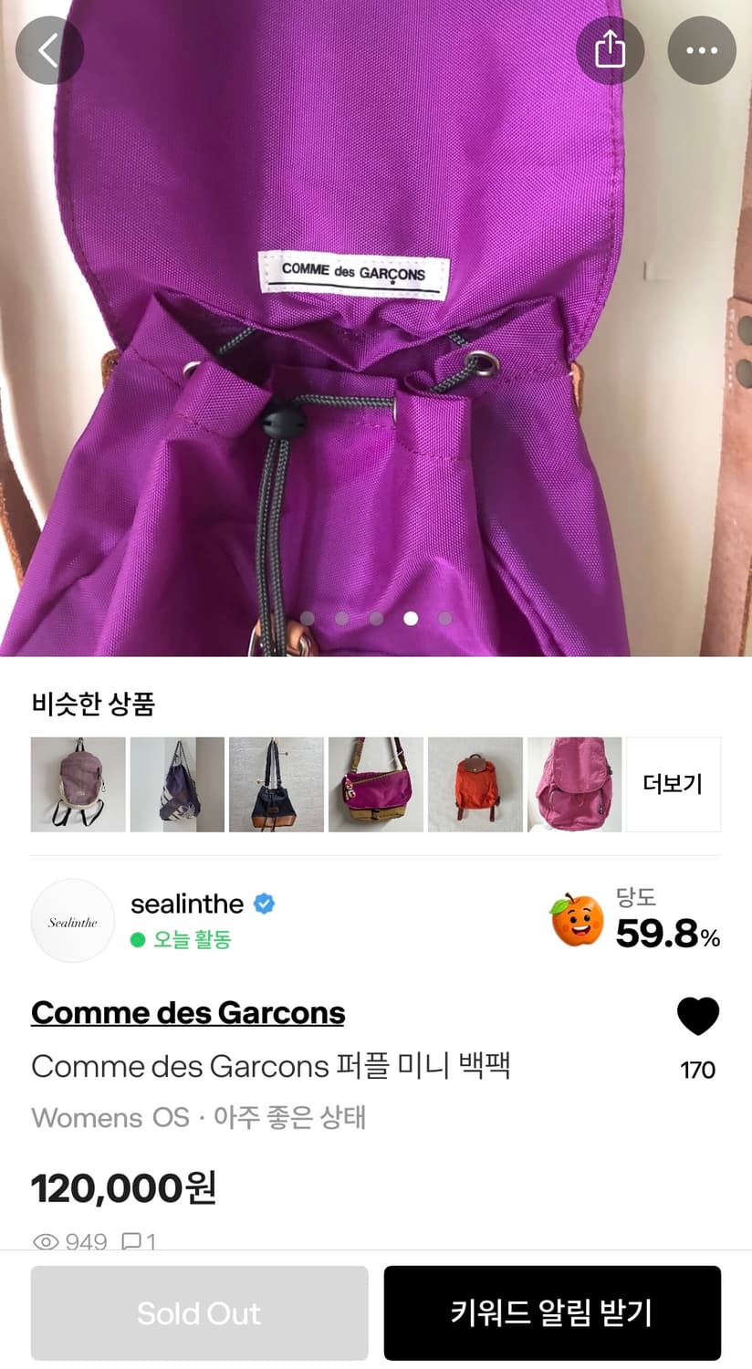 Comme des Garcons 퍼플 미니 백팩 상품이미지3