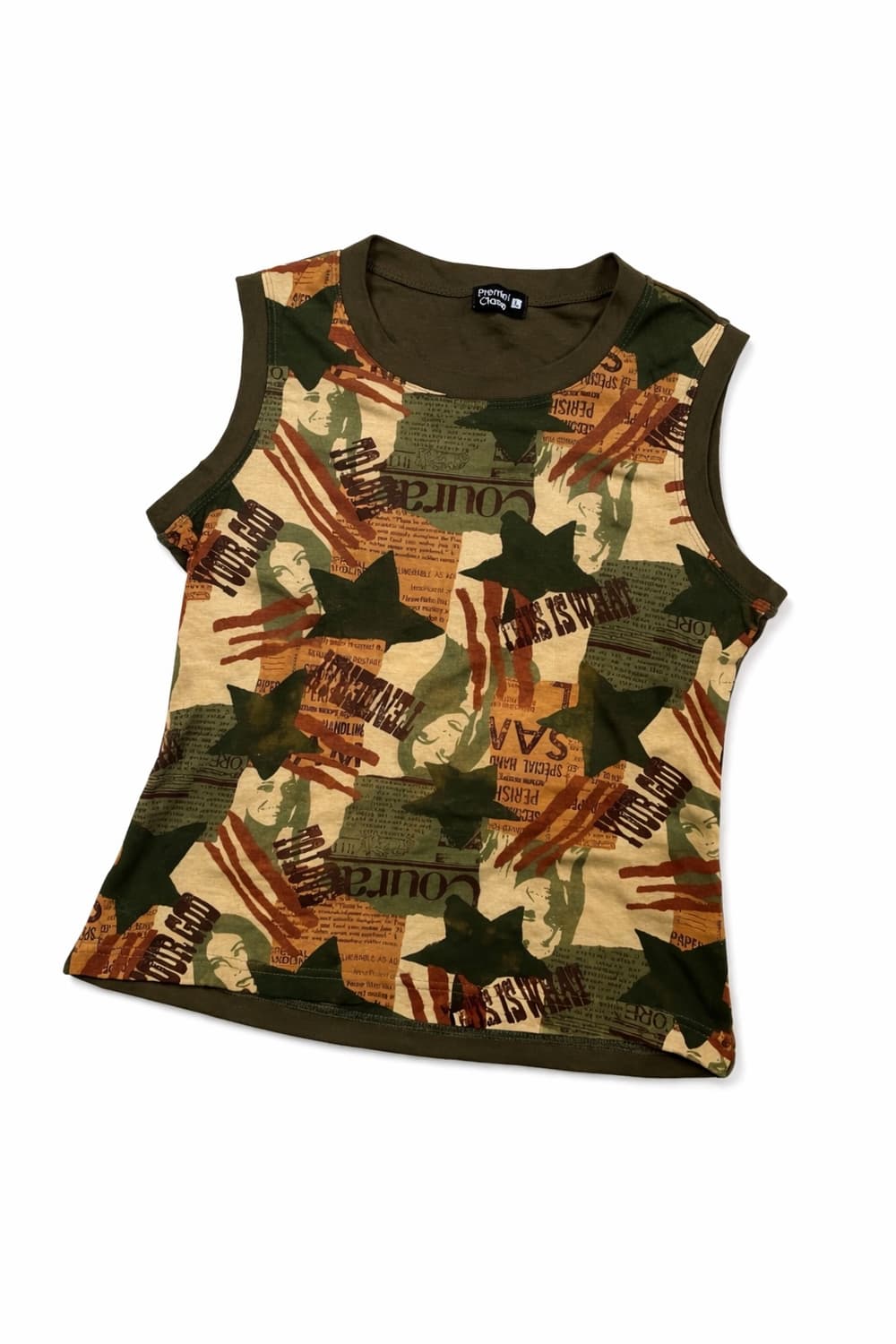 y2k 밀리터리 그래픽 슬리브리스 탑  상품이미지1