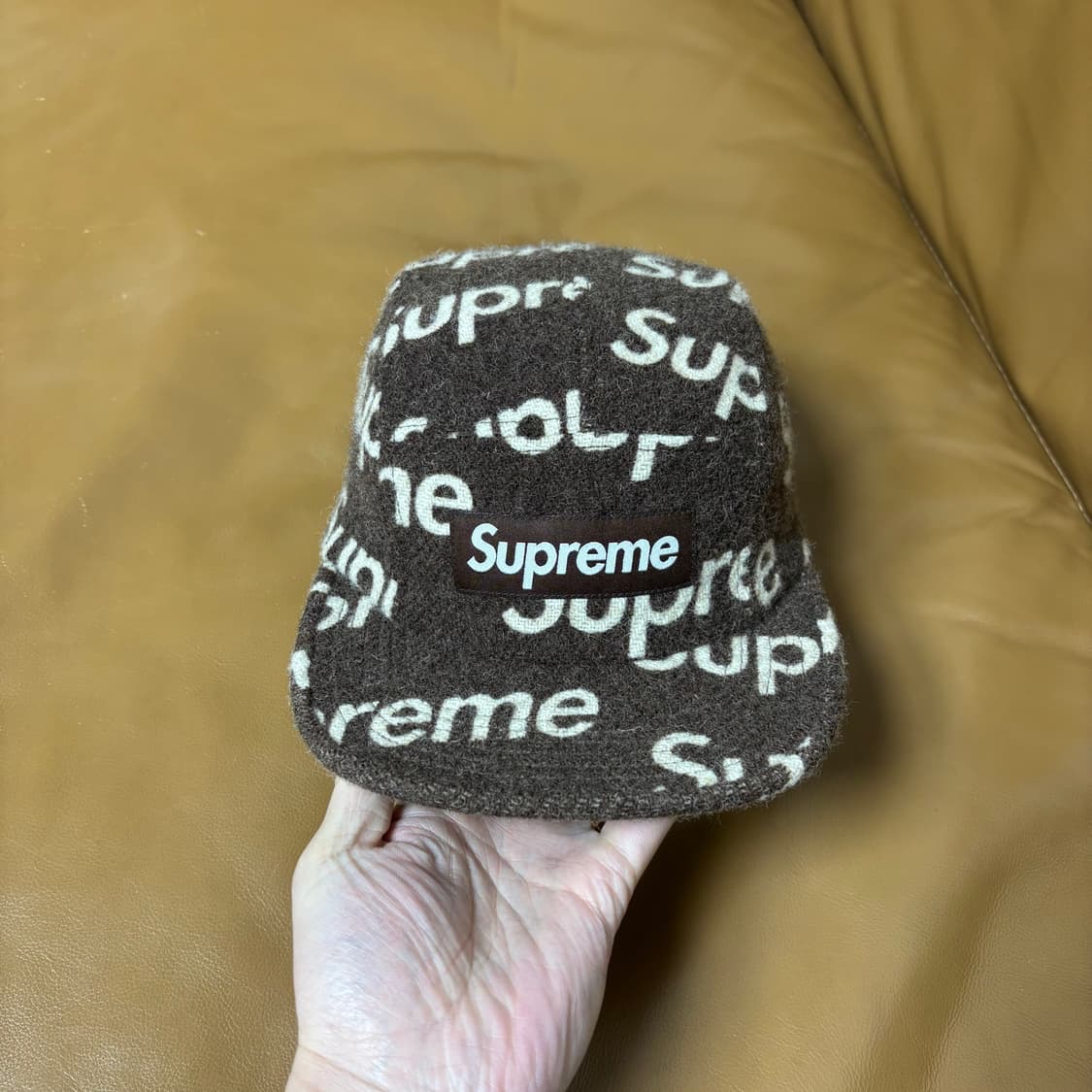 슈프림 캠프캡 모자 박스로고 해리스트위드 브라운 상품이미지2