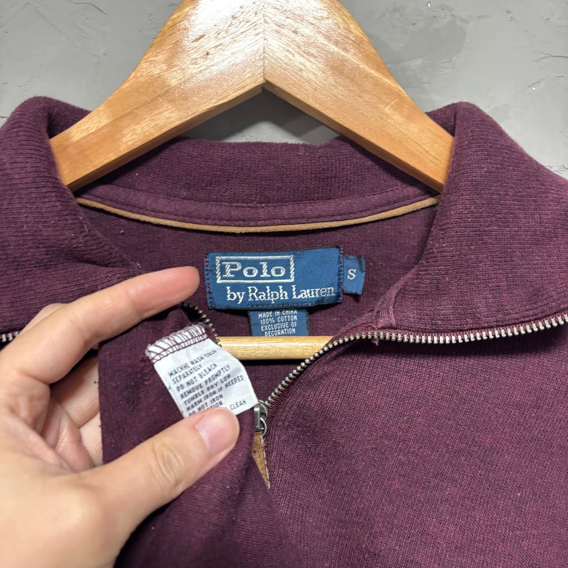 폴로 랄프로렌 니트 반집업 버건디 상품이미지3
