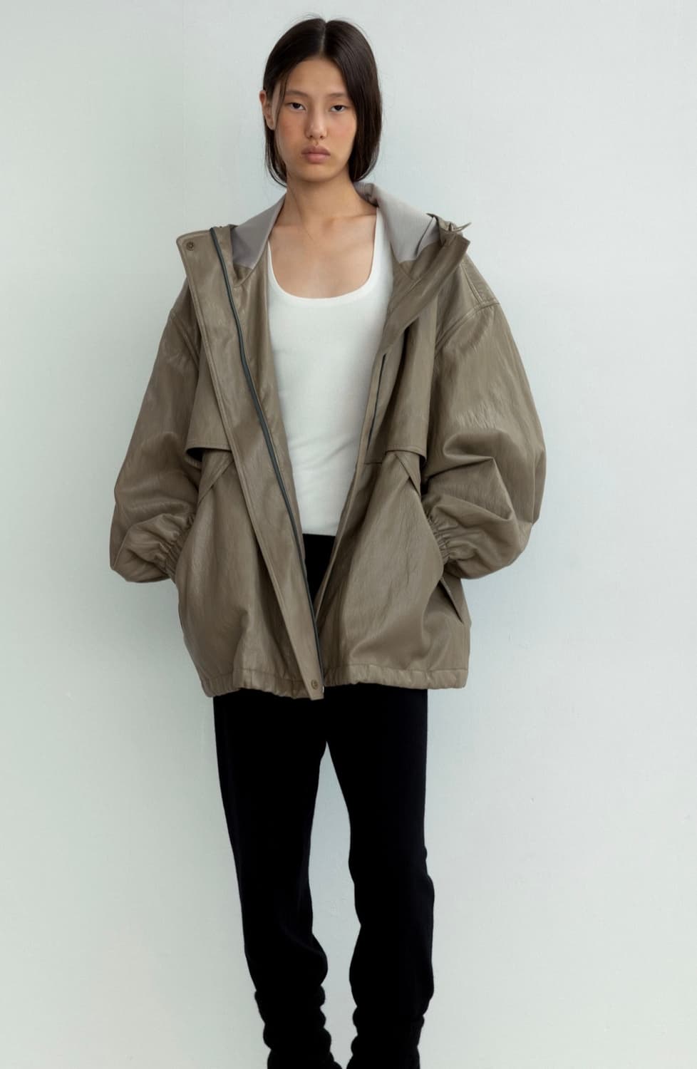 모노하 레더 후드 점퍼 상품이미지1