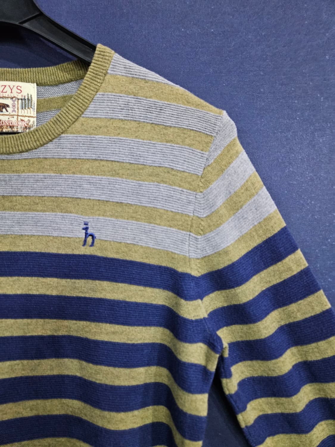 헤지스 스트라이프 줄무늬 남성 슬림핏 100 니트 상품이미지4