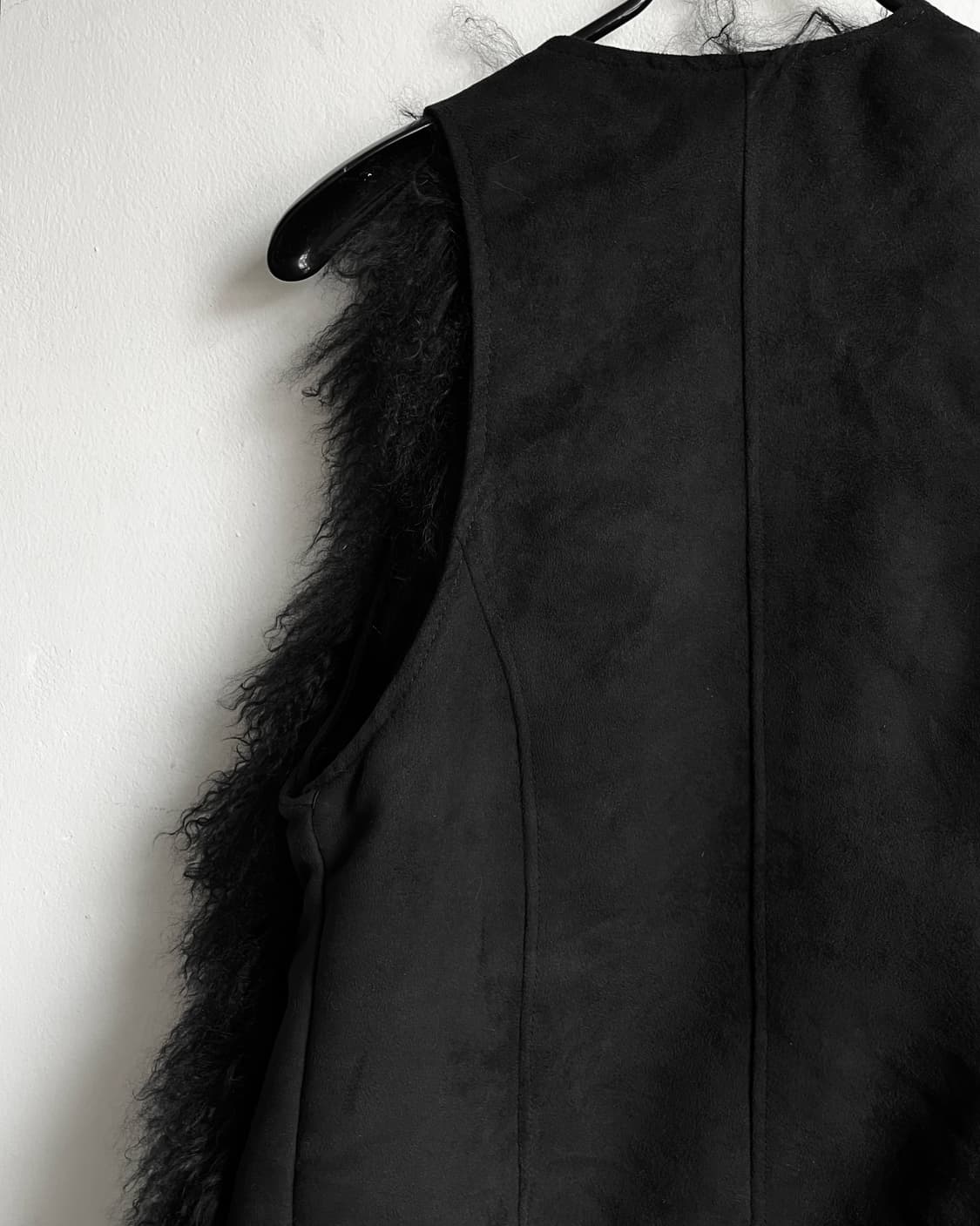 SNIDEL スナイデル Japan Black Long Fur Vest 상품이미지9