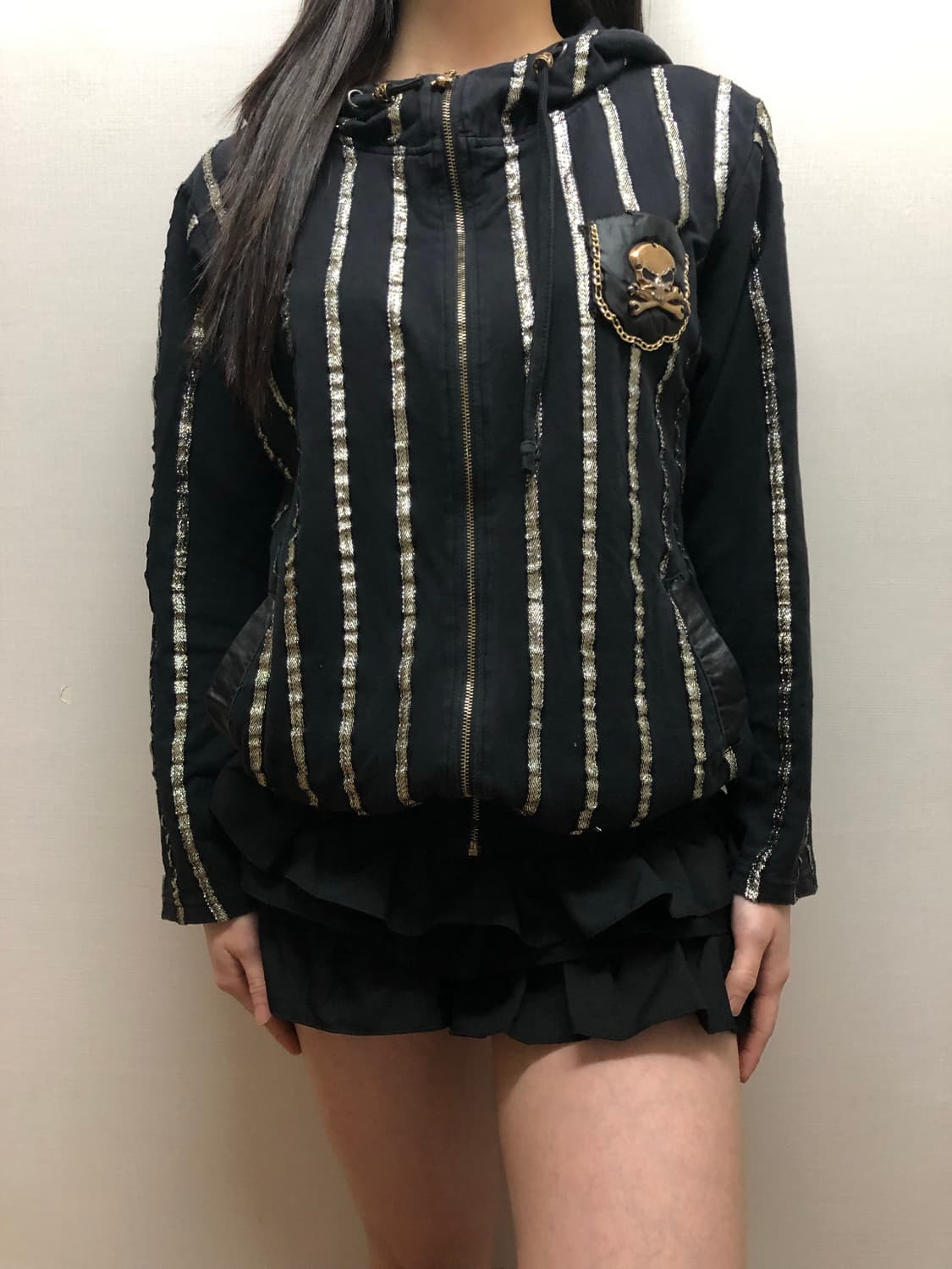 빈티지 블랙 펑크 스컬 후드집업 상품이미지4