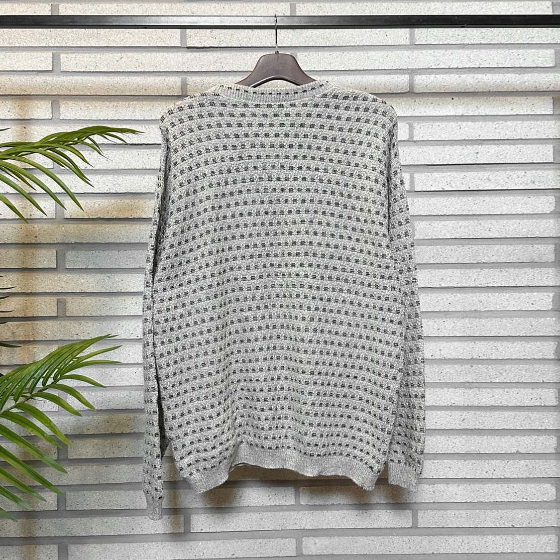 USA VINTAGE 니트 라운드넥 미니 스티치 패턴 디테일 그레이 상품이미지3