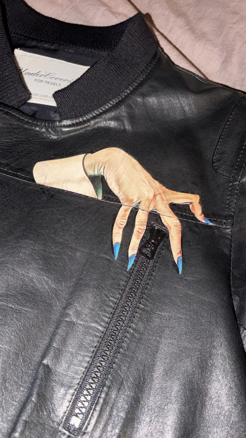 언더커버 1of1 디핸드 레더 봄버 블루종 자켓 상품이미지7