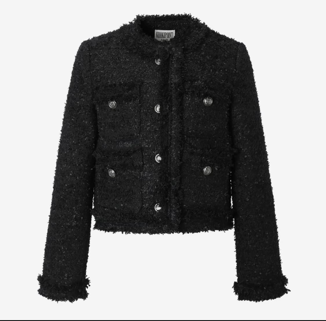 (옷걸이포함)카키포인트 크롭 트위드 자켓 상품이미지1