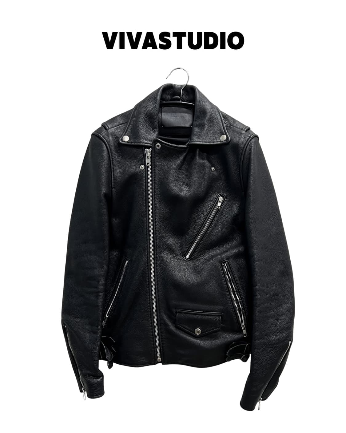 (S) 비바스튜디오 소가죽 라이더 자켓 블랙 상품이미지1