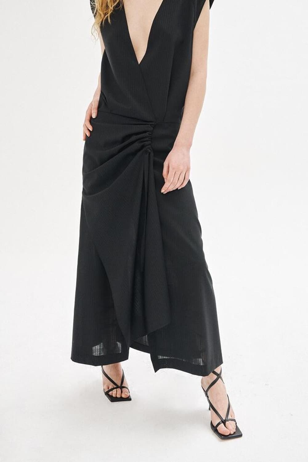 V넥 스트라이프 원피스 S 상품이미지4