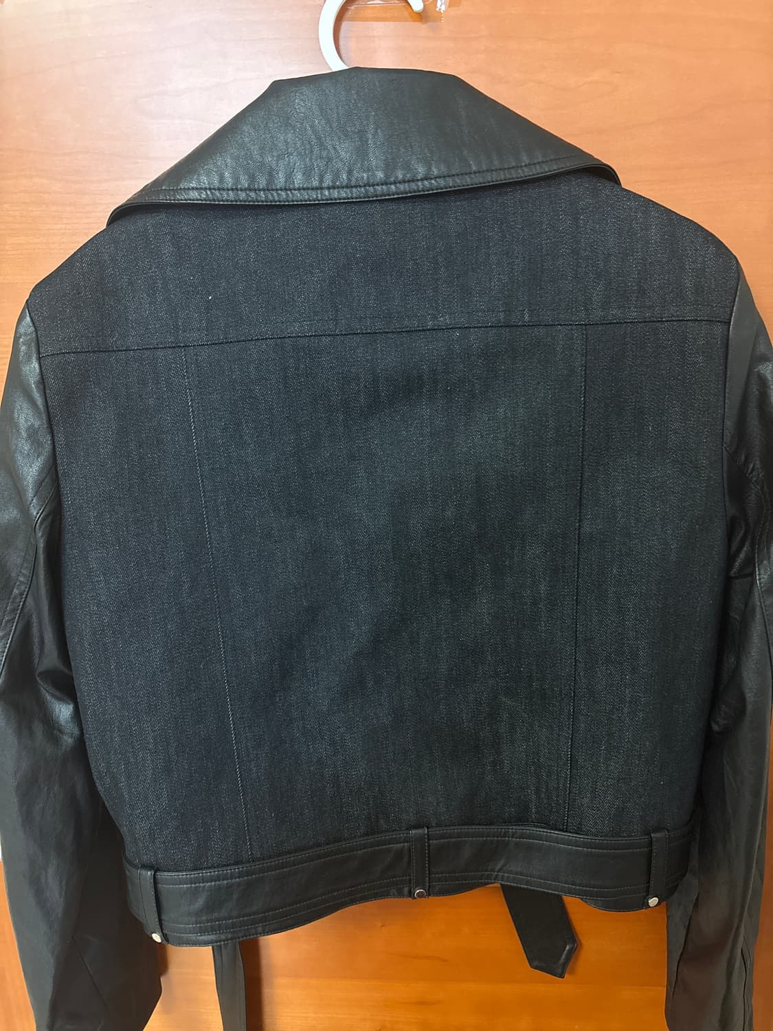 몽돌 데님 믹스 페이크 레더 자켓 상품이미지5