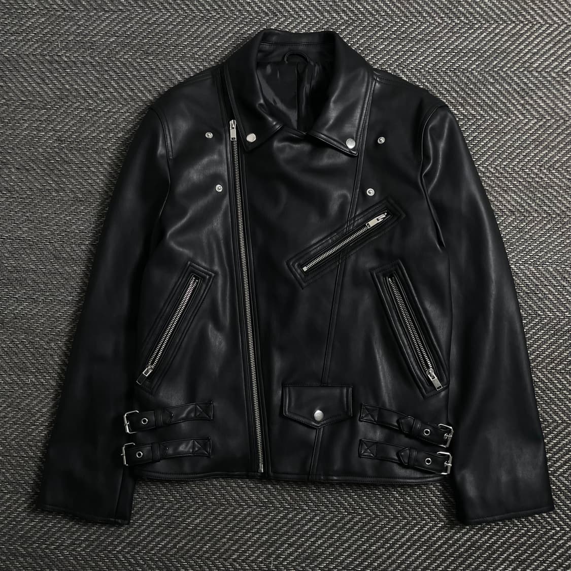 지이크 비건 레더 라이더 가죽 자켓 블랙o 4293 상품이미지1