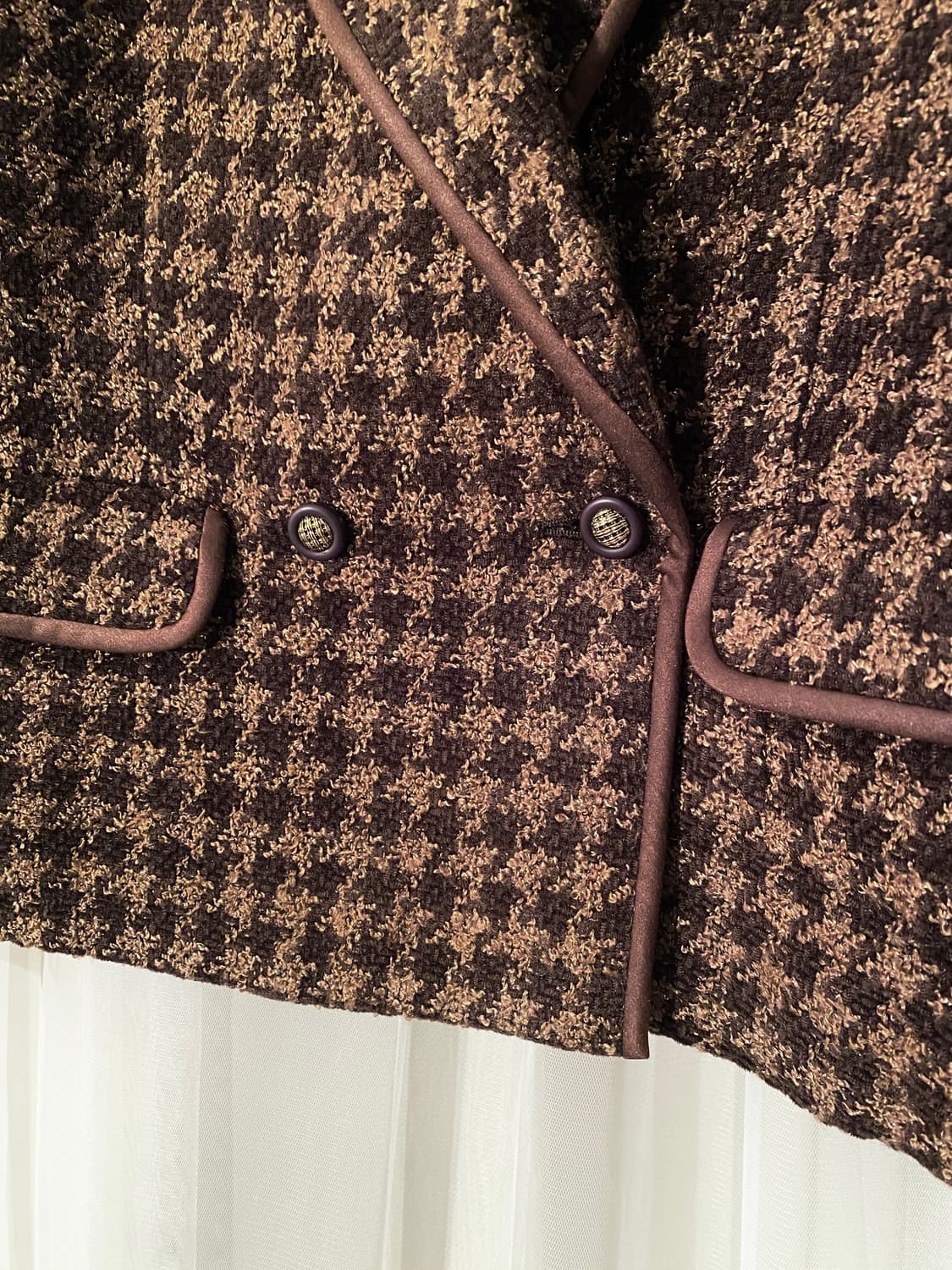 Retro Houndstooth Chocolate Check Jacket 상품이미지3