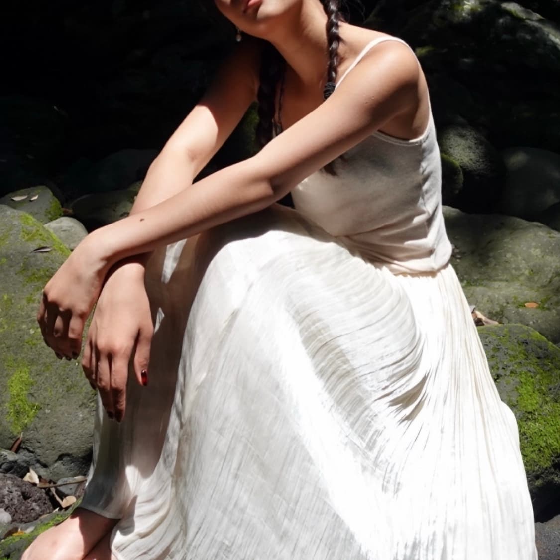 pleats 화이트 스커트 롱 치마 은은한 은실  상품이미지1