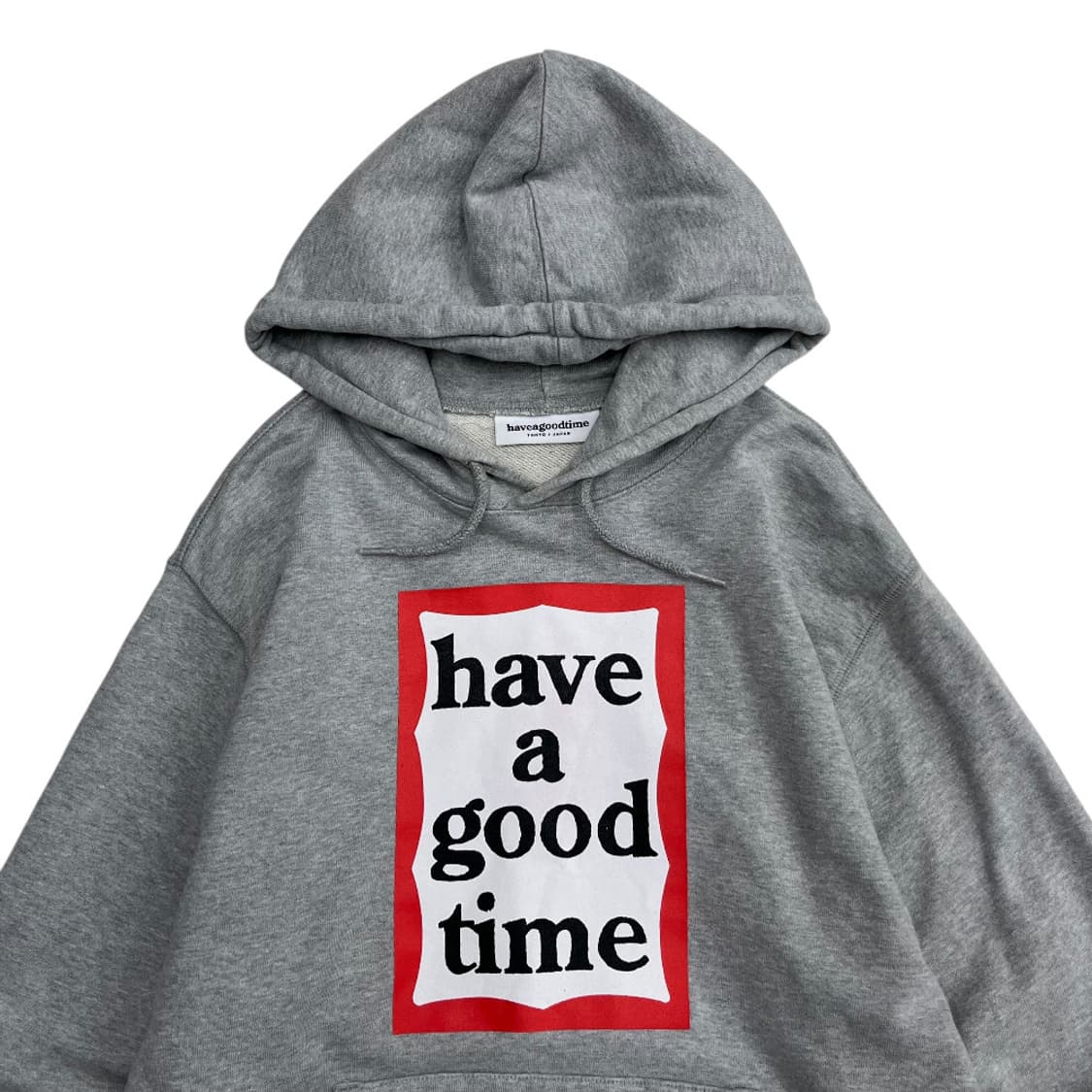 해브어굿타임 센터로고 그레이 후드 M 상품이미지4