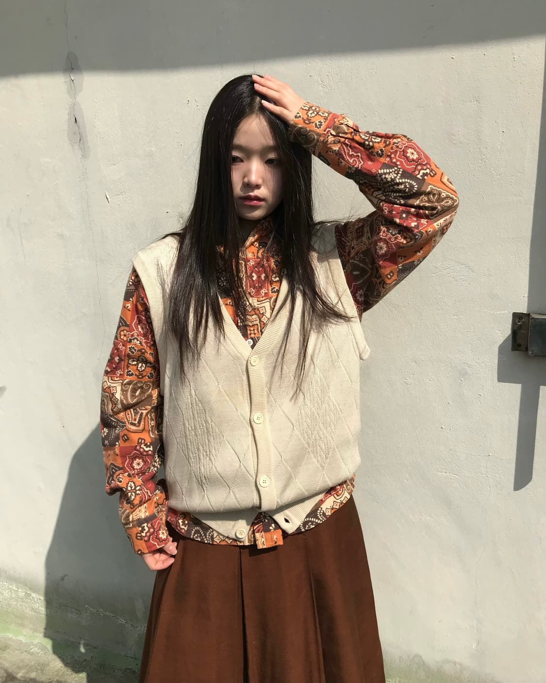 베이지 니트 조끼  상품이미지1