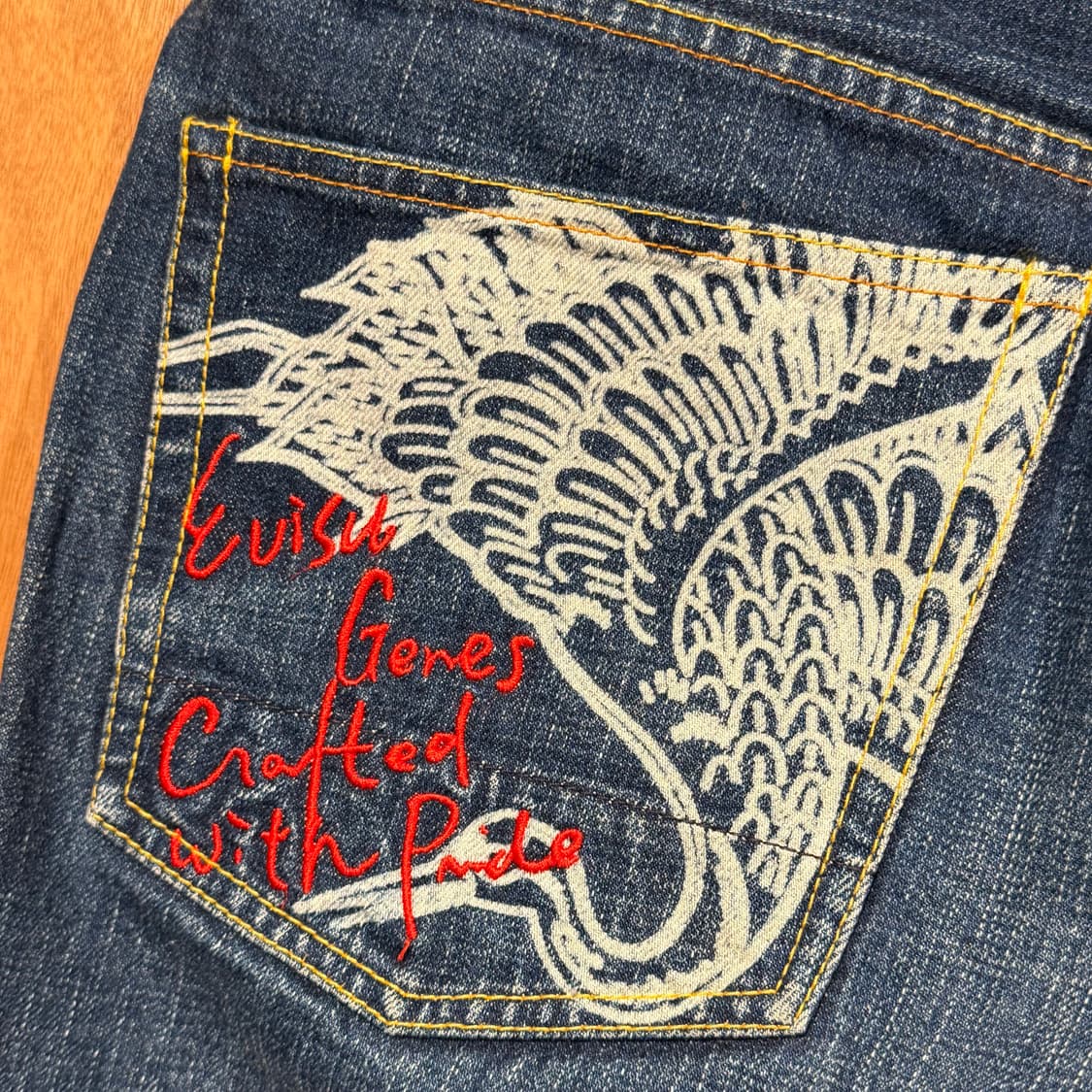 에비수 재팬 봉황 자수 데님 쇼츠 반바지 34 상품이미지9