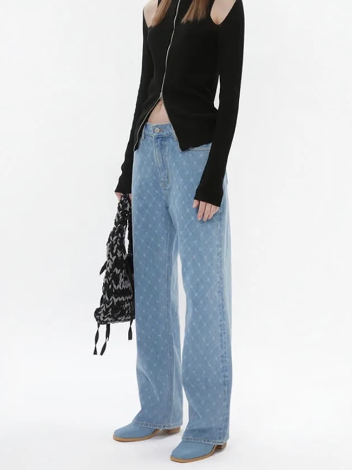 세이스라 체크 라인 데님팬츠 상품이미지2