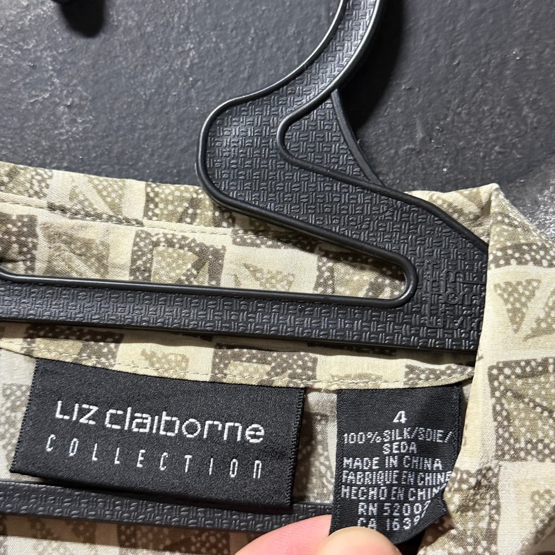 VTG 빈티지 100% 실크 하운드 체크 패턴 긴팔 셔츠 상품이미지5