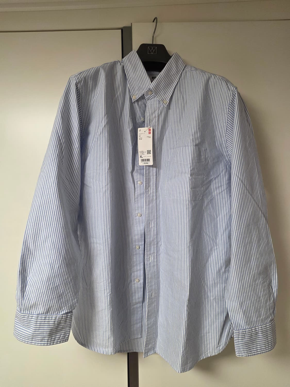 유니클로/옥스포드셔츠 블루스트라이프/XL 상품이미지1