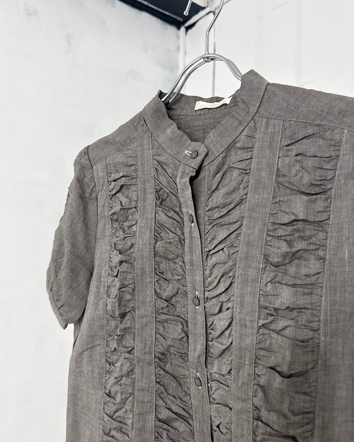 Grey Shirring Cotton Shirt 상품이미지8