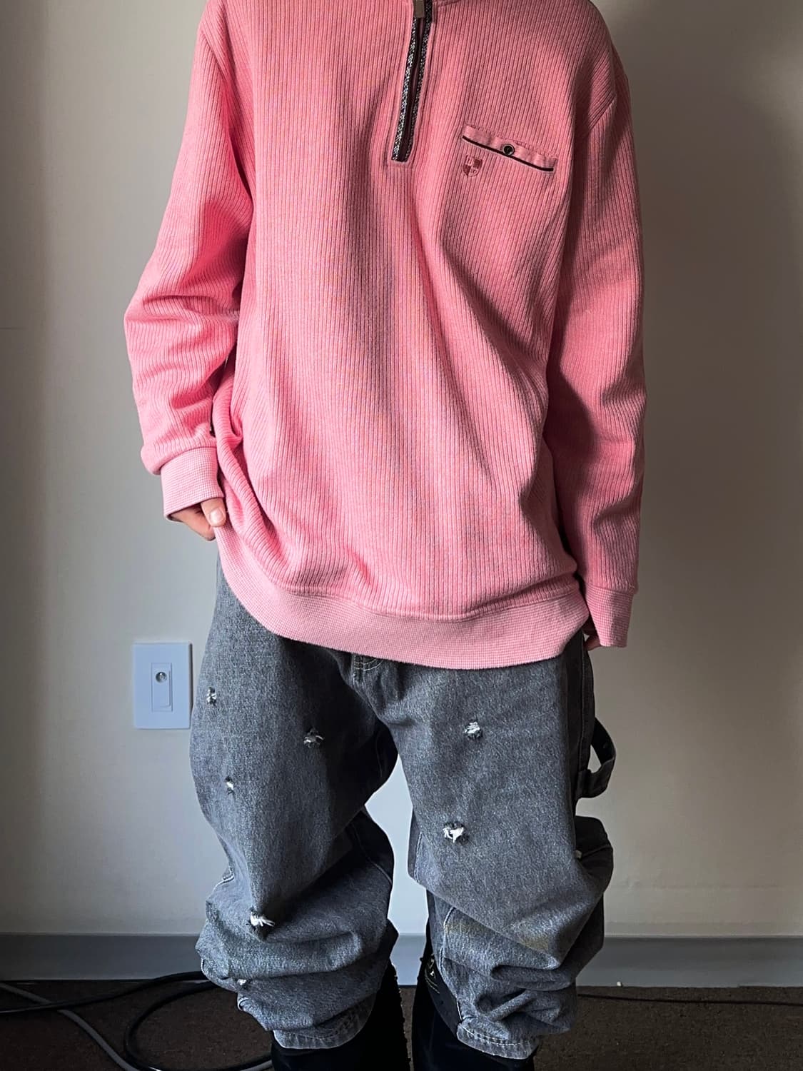 Nicole Morrison 웜톤 핑크 하프집업 니트 상품이미지6