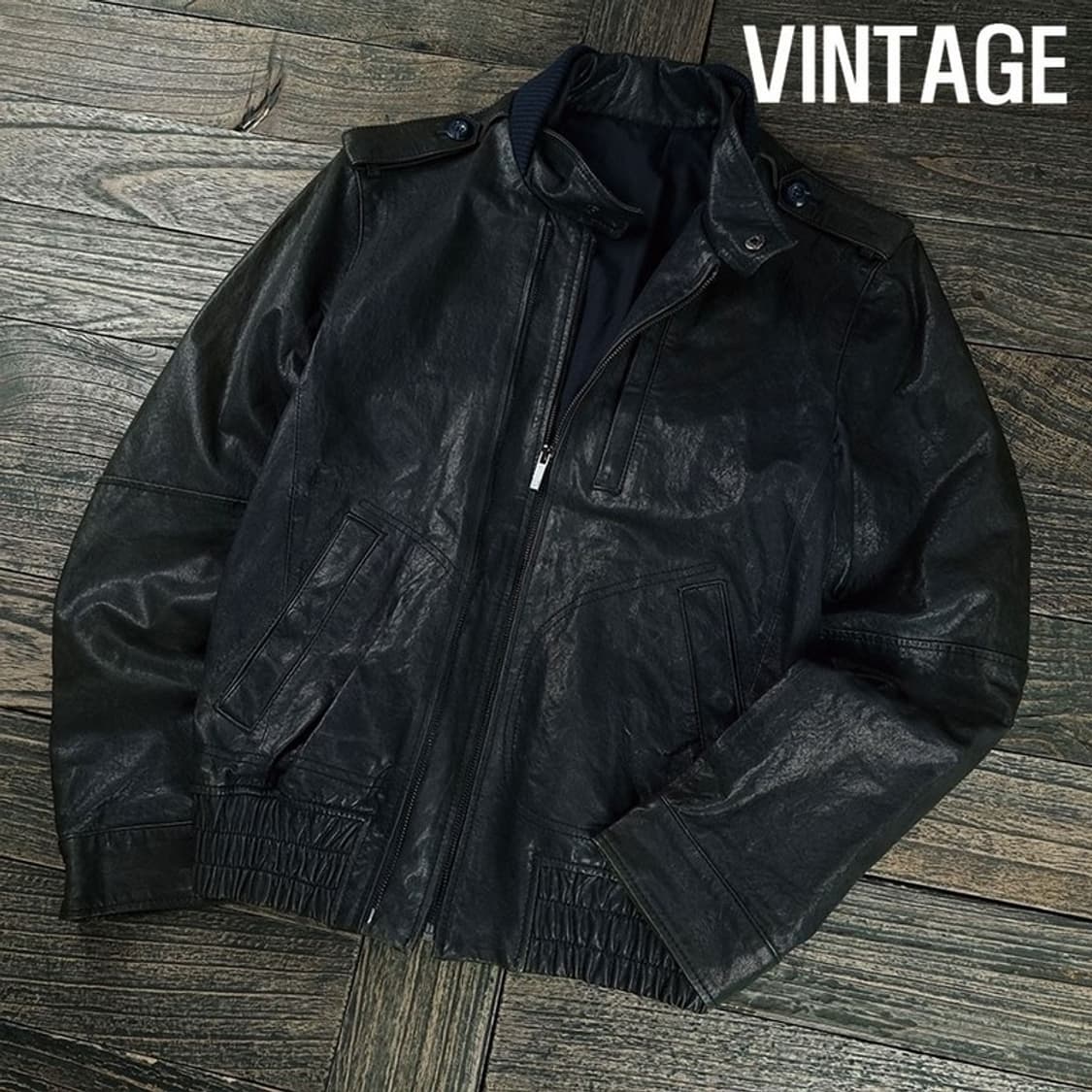 [빈티지] 리얼 램스킨 양가죽 집업 레더 자켓 블랙 M19903 상품이미지1