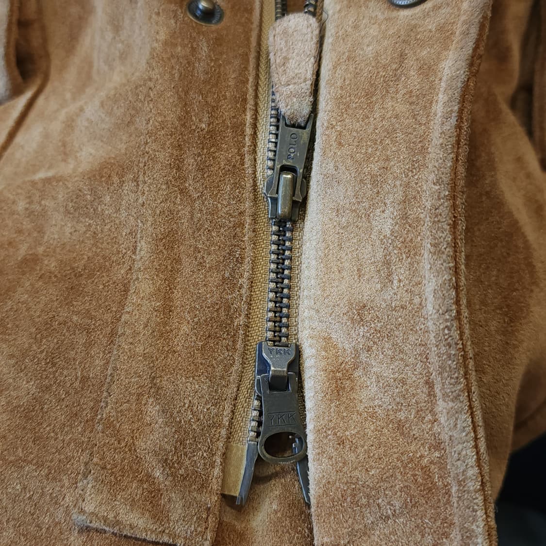 90s 폴로 가죽자켓 스웨이드 레더 카코트 브라운 헤비레더 L 빅사이즈 상품이미지7