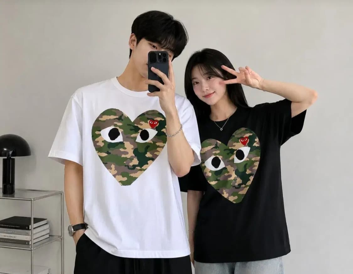 꼼데가르송 플레이 카모하트 반팔티 화이트/블랙 상품이미지2