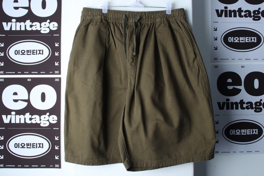 (L) 그루브라임 반바지 팬츠 밴딩 카키 아메카지-P9963 상품이미지2