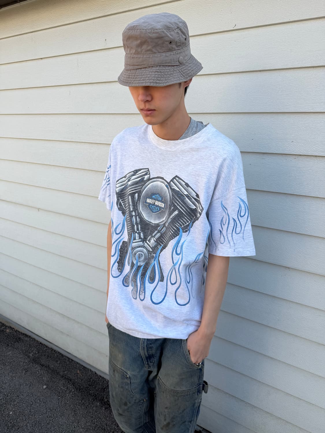 90s Harley Davidson flame t-shirt 상품이미지3