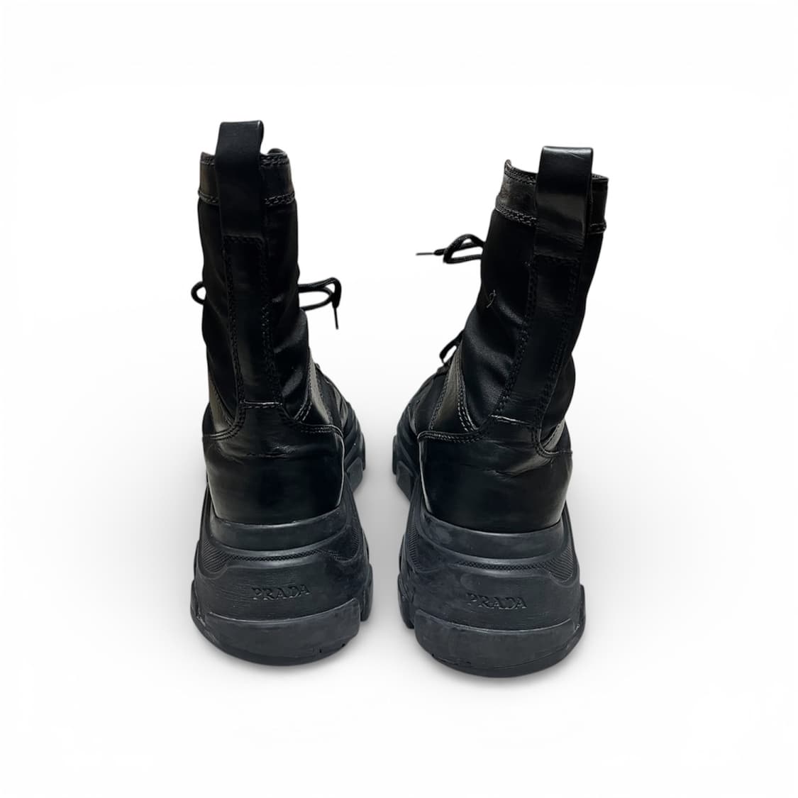 [285] 프라다 블랙 레더 청키 하이 앵클 부츠 상품이미지3