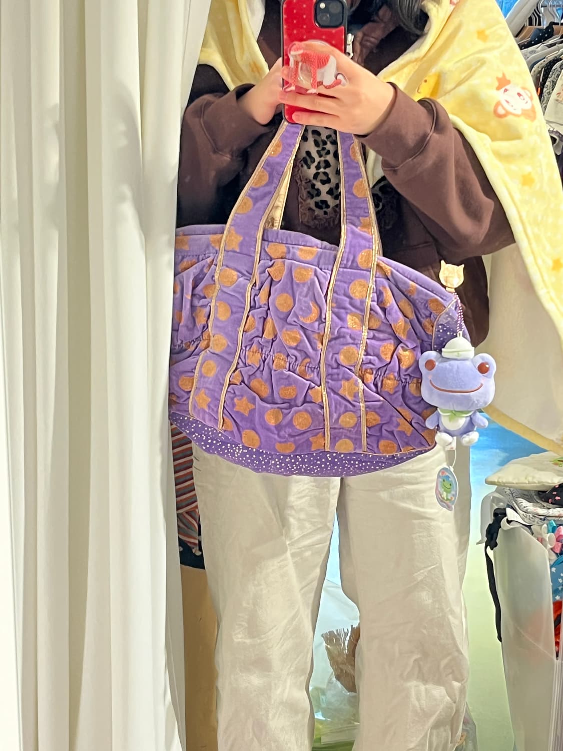 츠모리치사토 네코별 벨벳 토트백 🧙🏻퍼플 상품이미지2