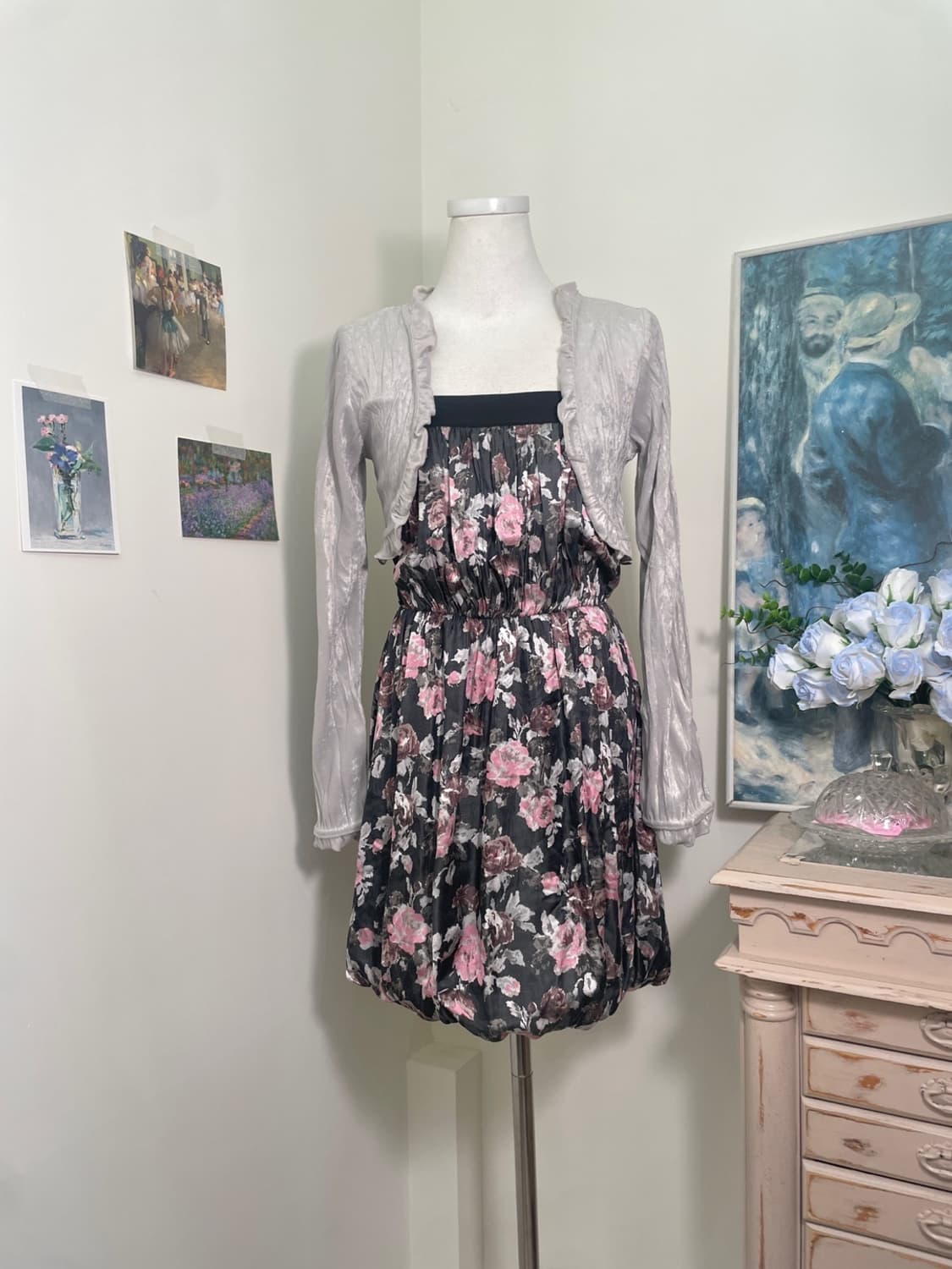 sheer gray crease bolero cardigan 상품이미지1