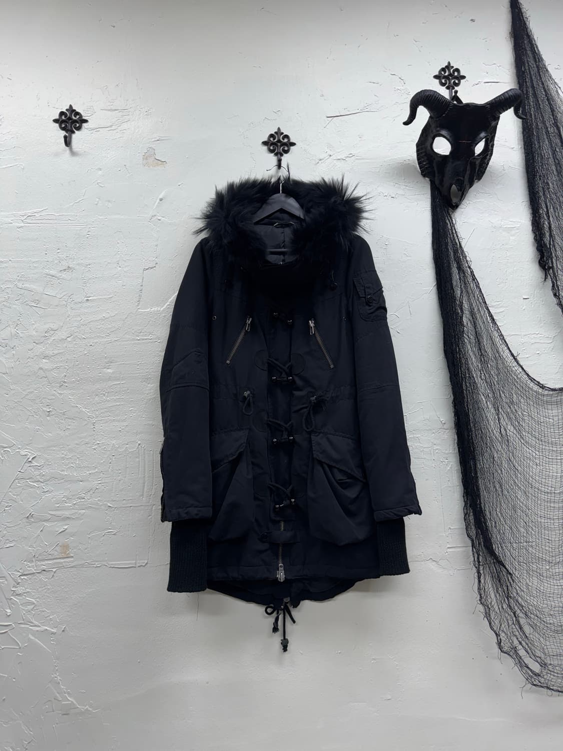 Sly black trimming fur mods coat 상품이미지2