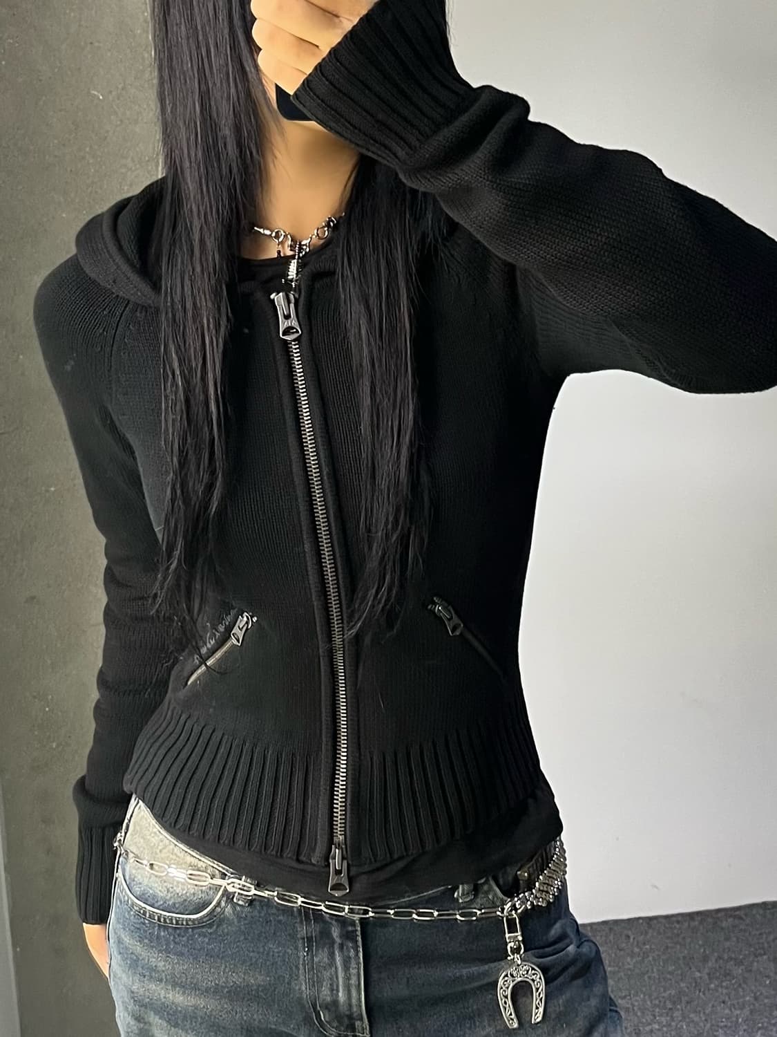 아르마니 익스체인지 크롭 집 후디 상품이미지3