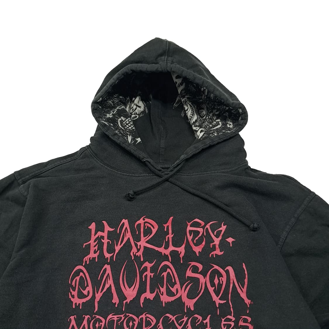 CL177 할리데이비슨 코튼폴리 스컬안감 플레임 블랙 후디 상품이미지2