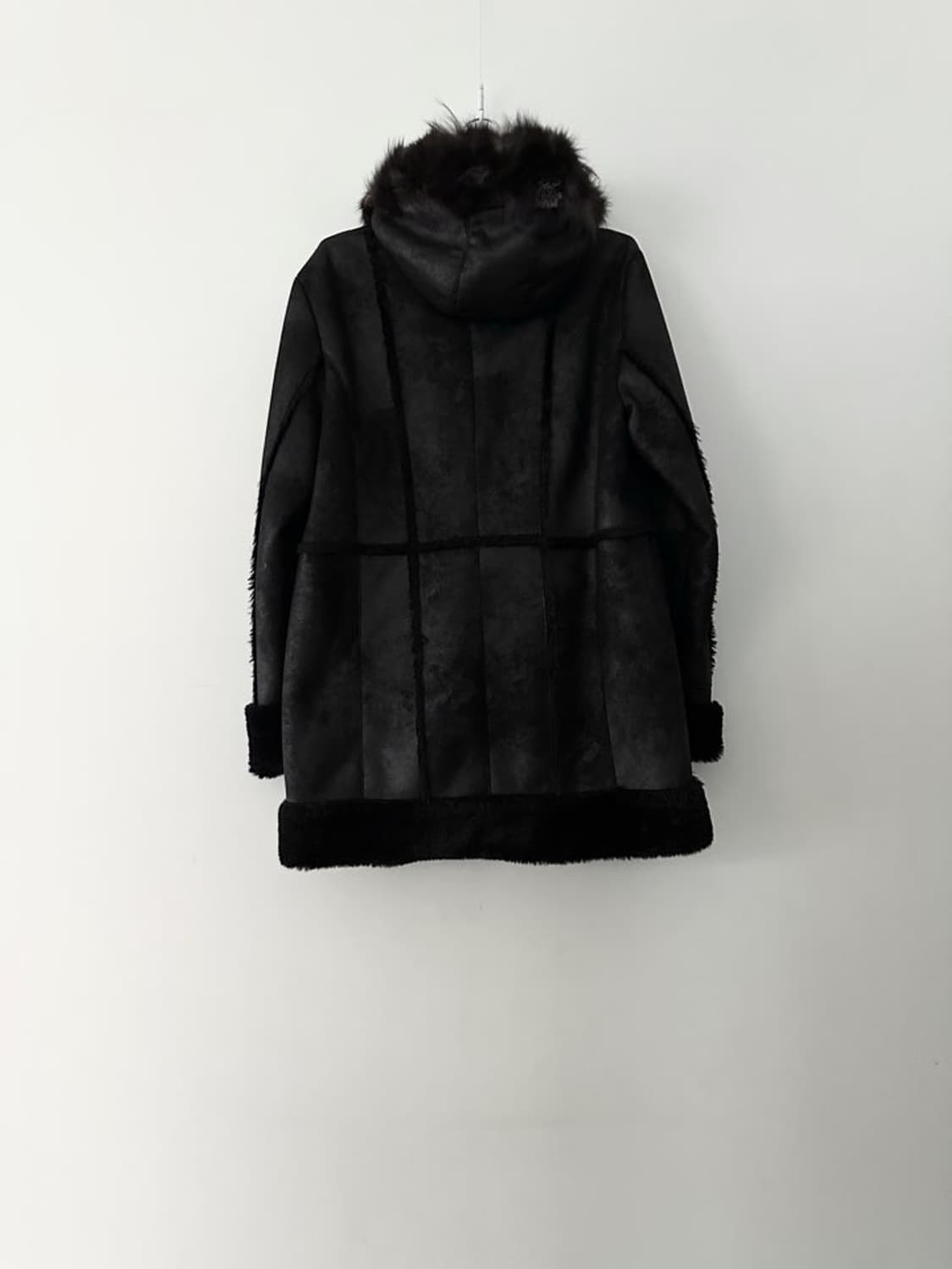 Front mix fur hoody muston / black 상품이미지5
