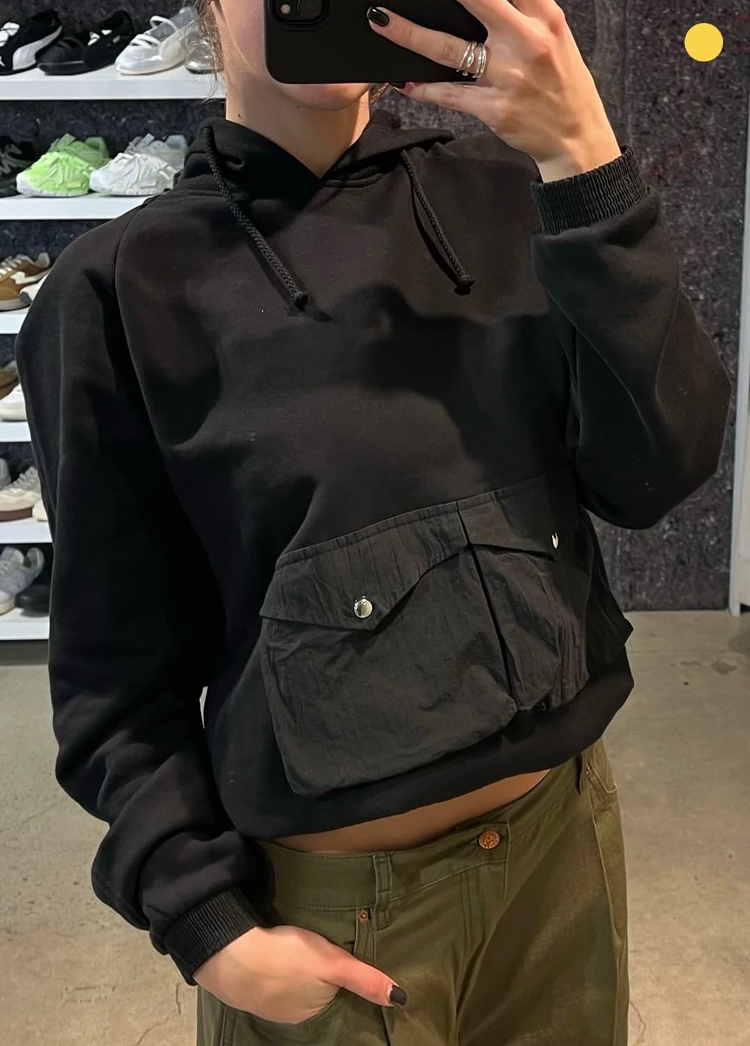 [M,L,XL]기마구아스 Kenny 포켓 후드 티셔츠/블랙 상품이미지1