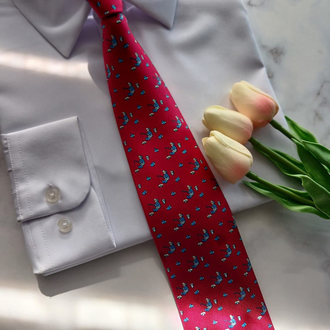 에르메스 실크 핫핑크 에스키모패턴 넥타이 9.2cm A-등급 A18754 상품이미지4