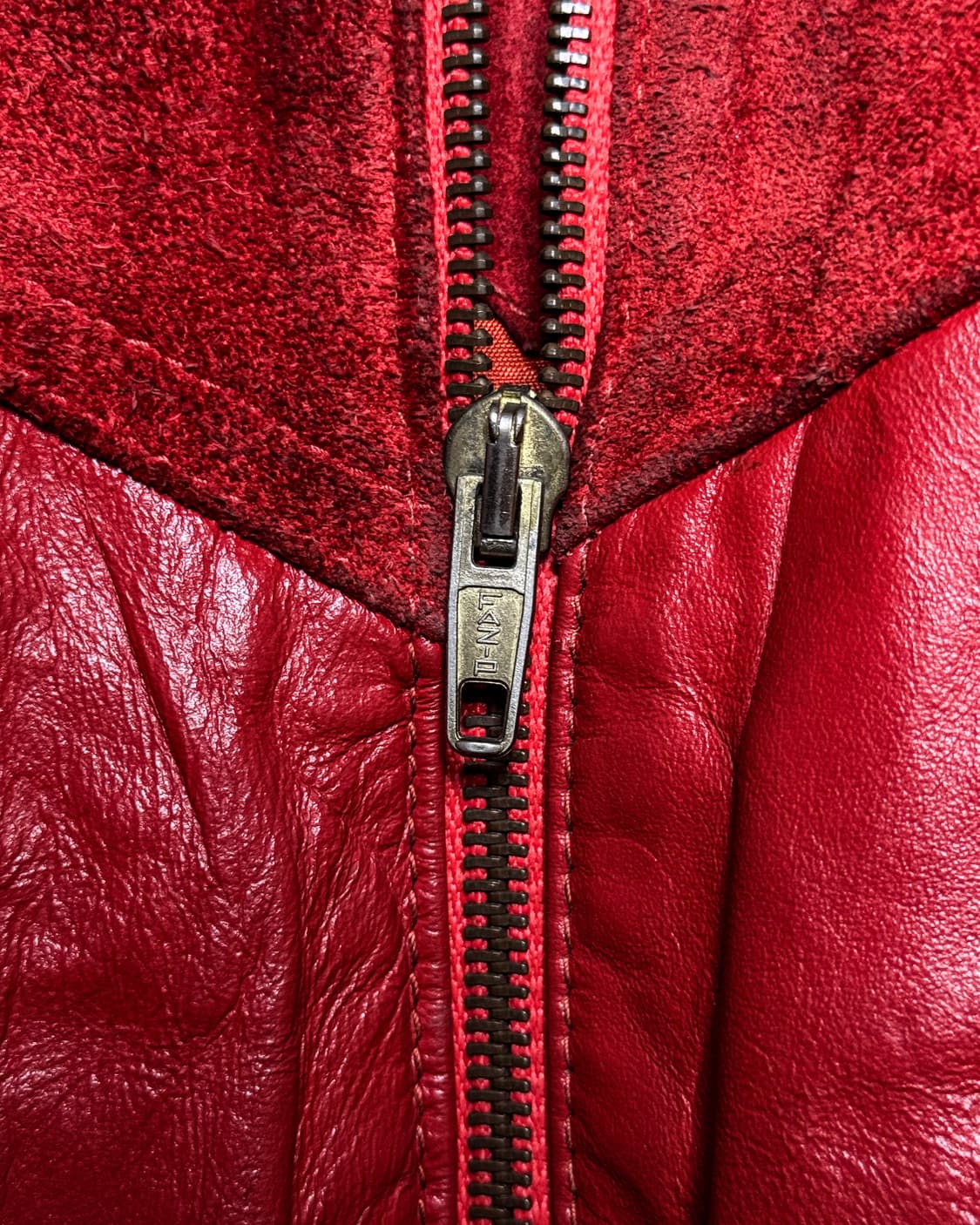 80‘s Red Leather Suede Panel Jacket 상품이미지4