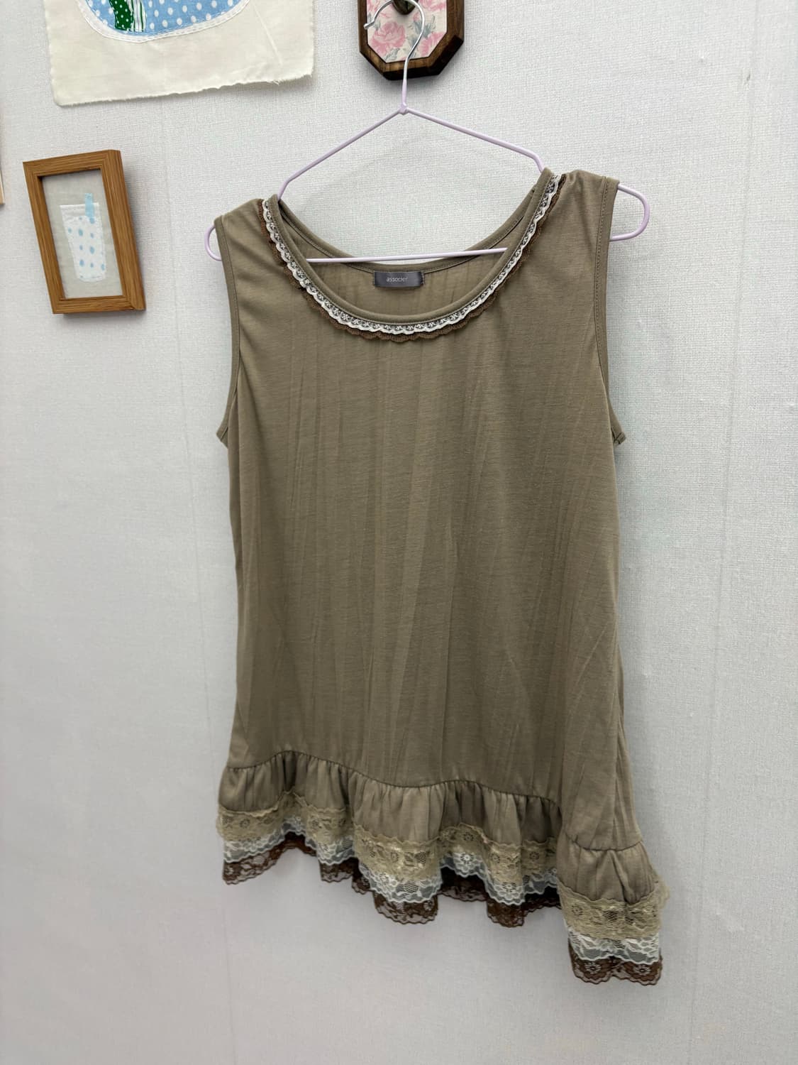 카키 브라운 레이스 슬리브리스 상품이미지6