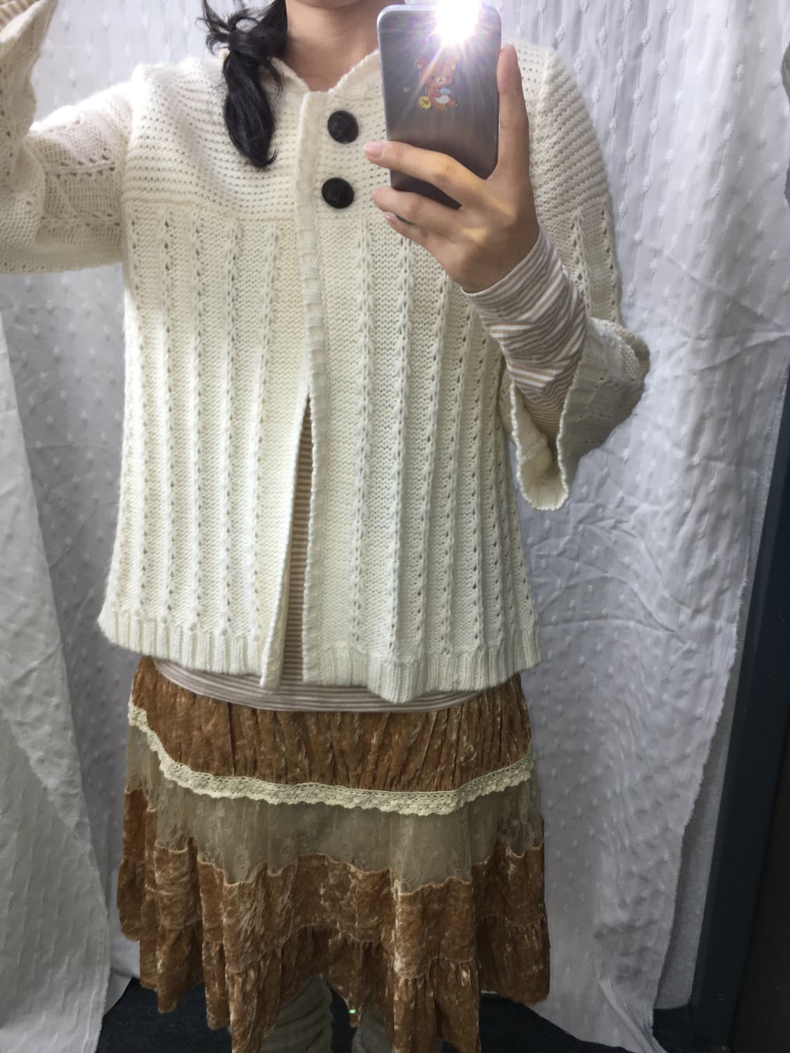 아이보리 투버튼 후드 가디건 상품이미지4