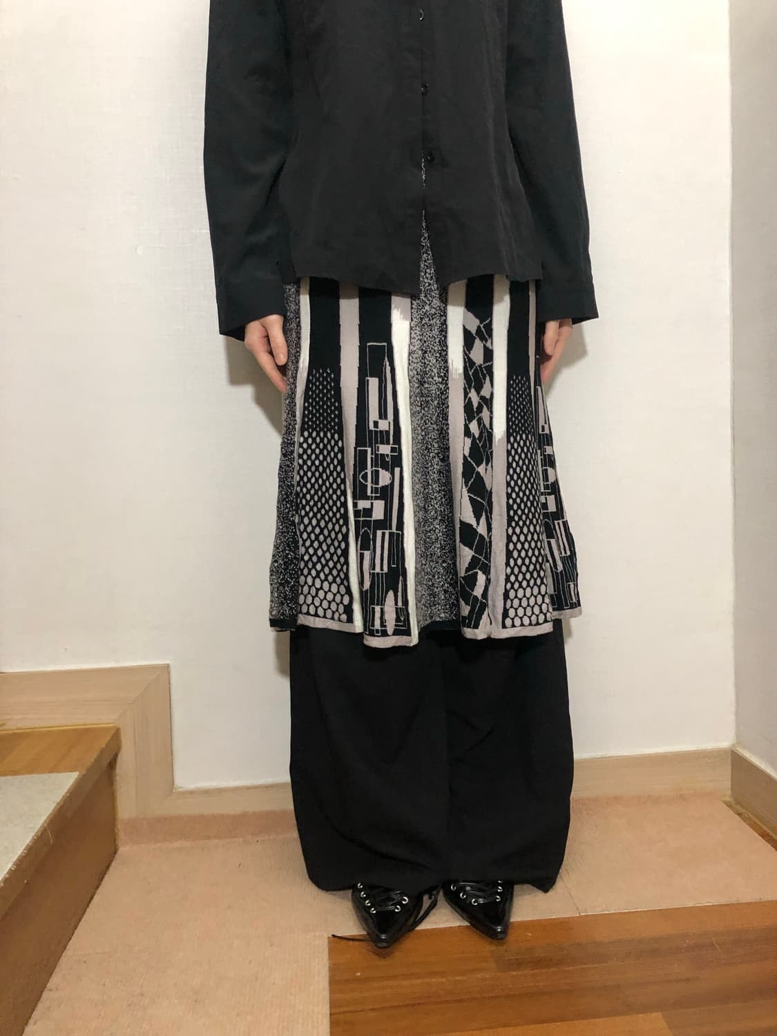 빈티지 오리엔탈 스트라이프 미디 스커트 상품이미지3