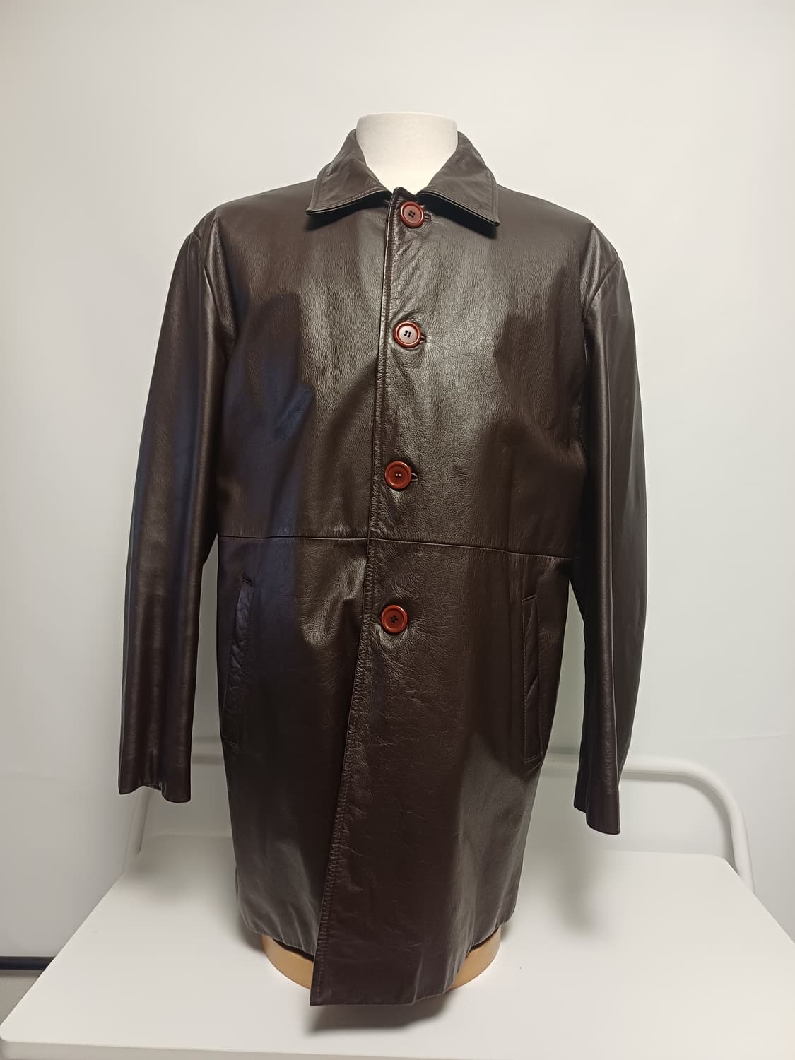 [VINTAGE] SH.LEATHER 리얼 카우하이드 4버튼 하프 코트 상품이미지1