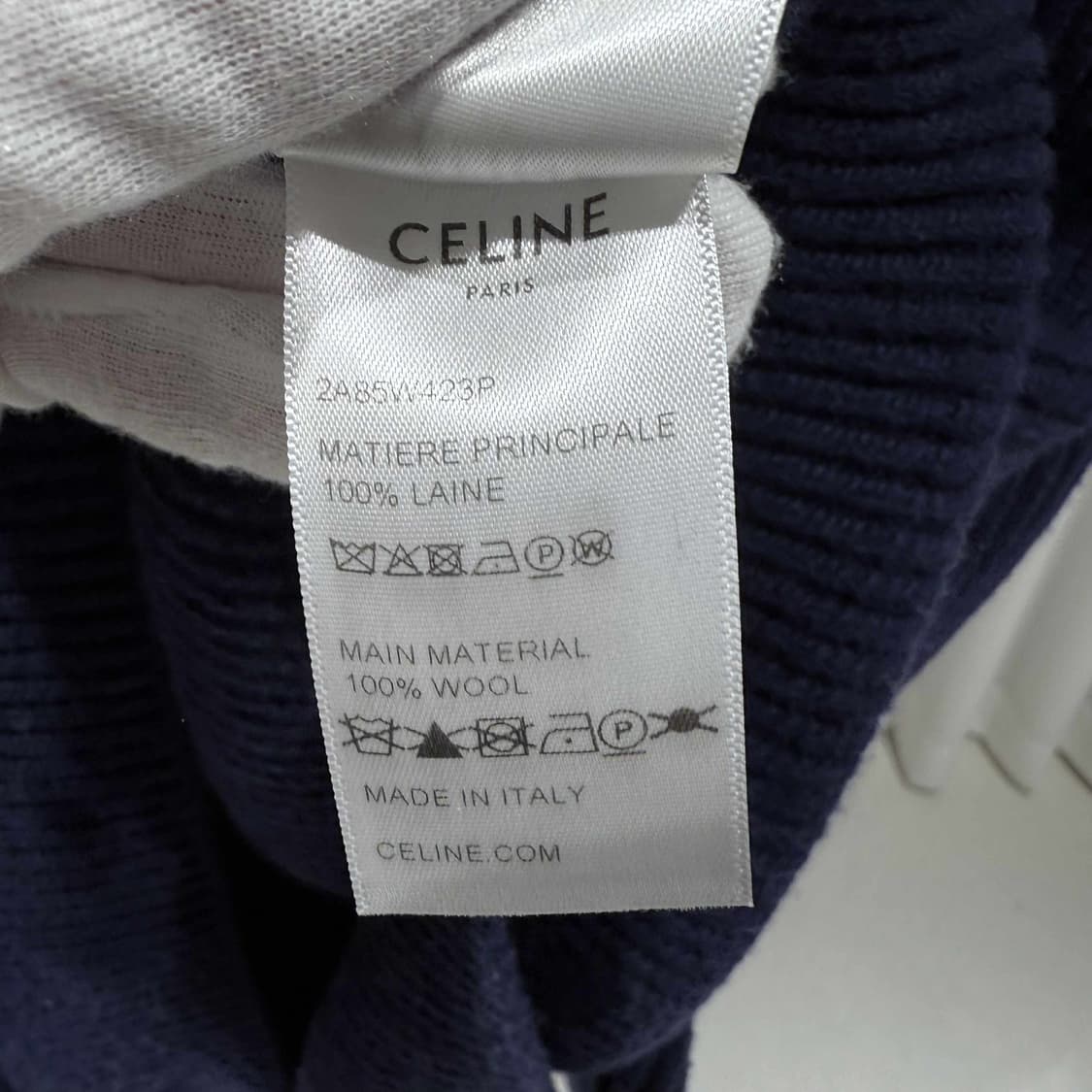 XS / 셀린느 울 리브드 네이비 니트후드 상품이미지6