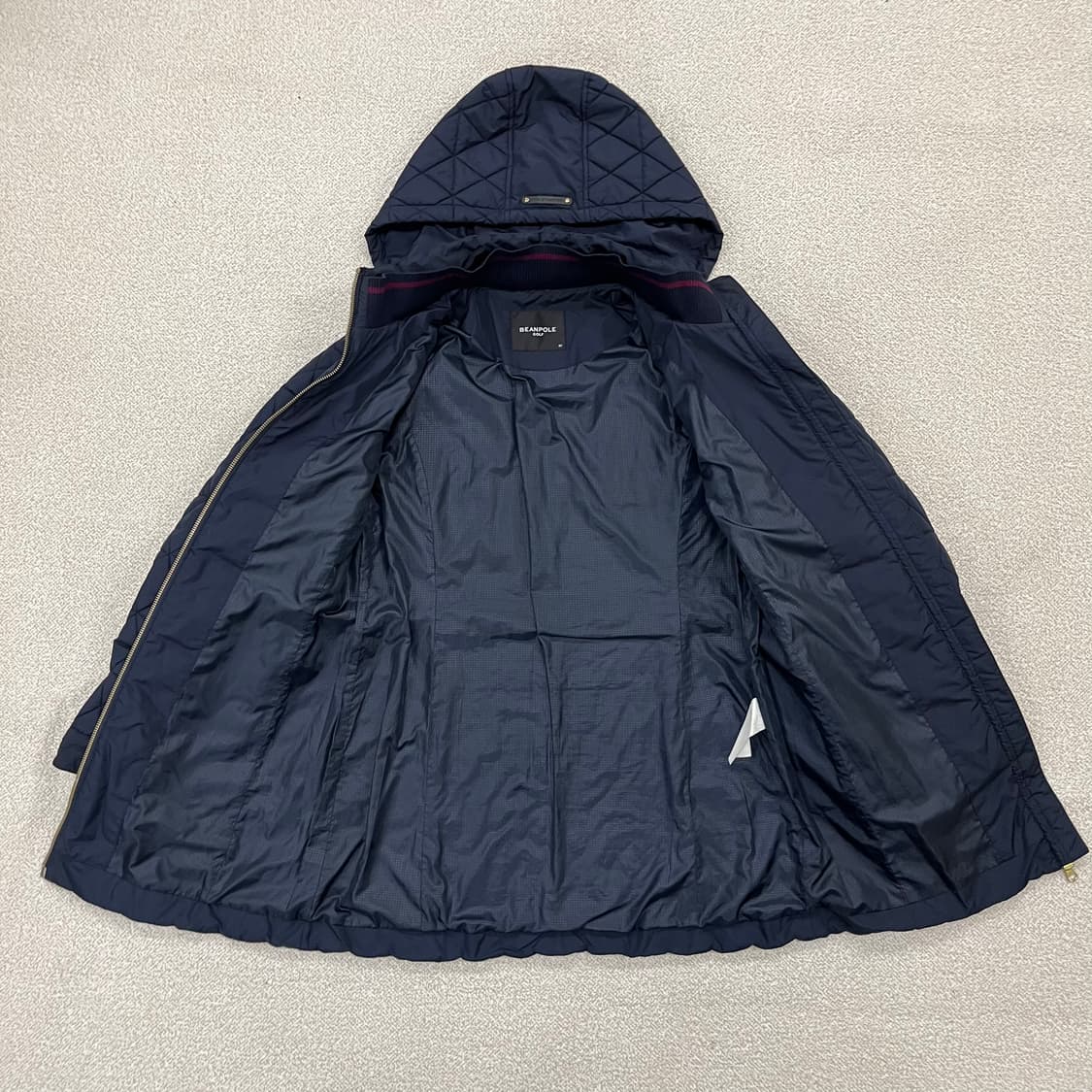 [90] 빈폴 골프 여성 후드 퀄팅 롱 패딩 자켓 네이비 3951 상품이미지3