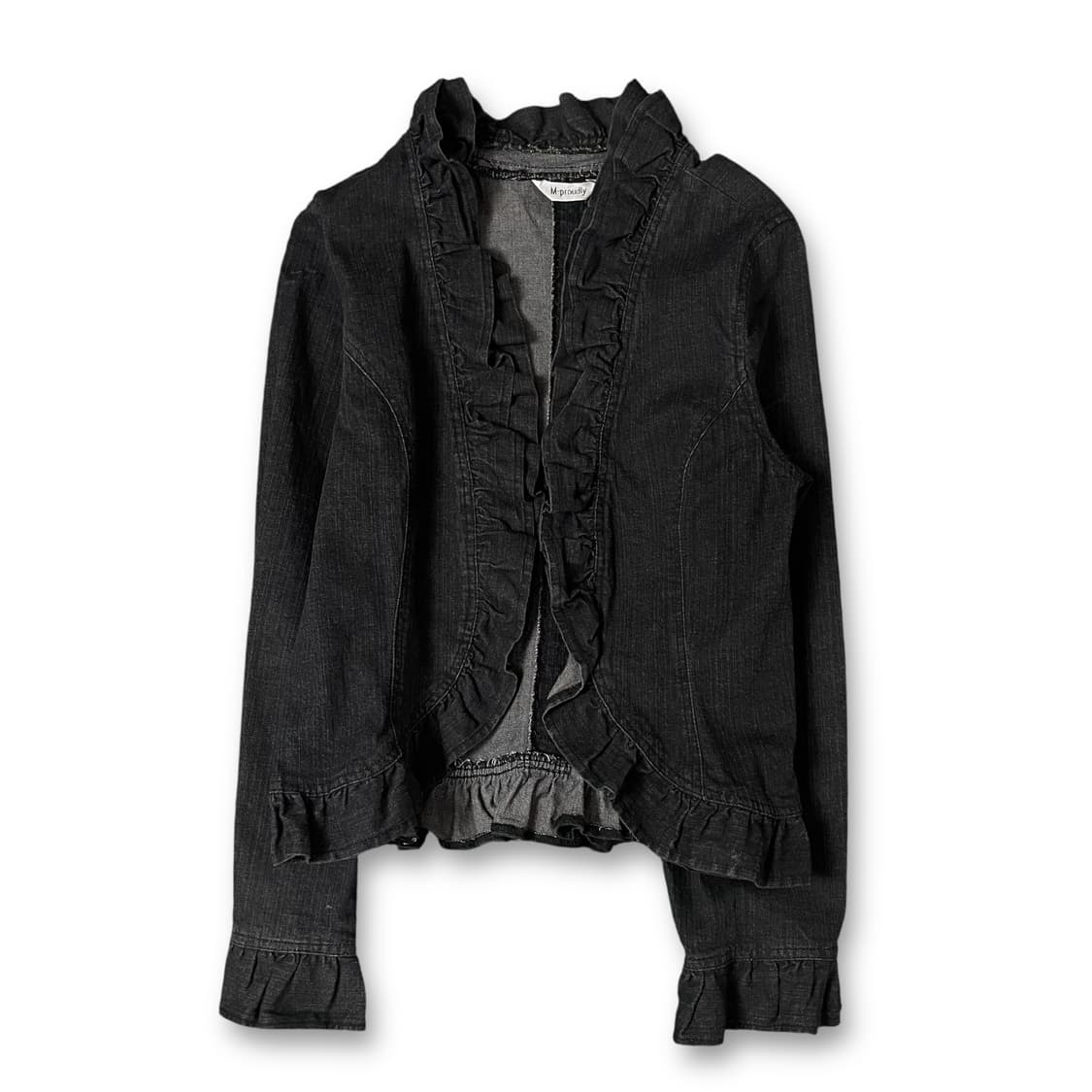 M-proudly 블랙 프릴 포인트 데님 자켓 LL 상품이미지1